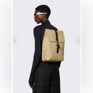 RAINS Waterproof Rucksack in Sand One Size NWT Backpack Unisex